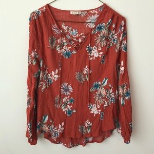 Seven Sisters Lace-Up Floral Top
